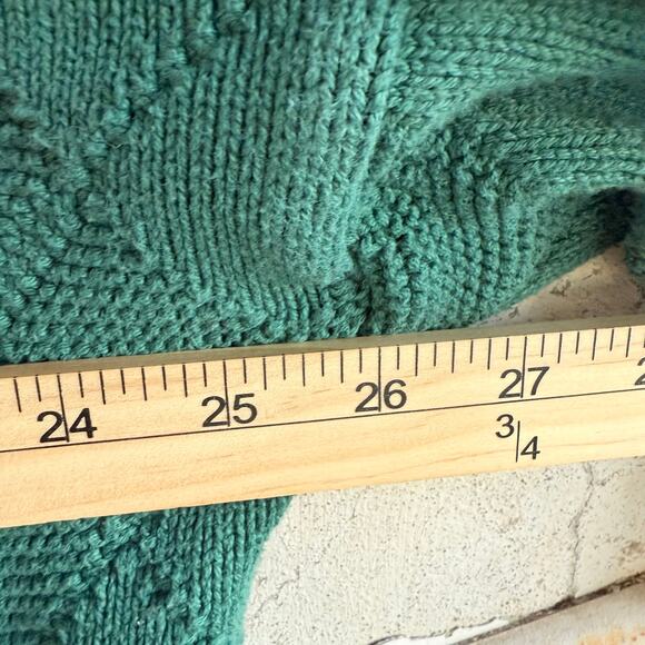 Vtg 90s Grandpa Sweater Emerald Green Diamond Textured Knit Crewneck Jantzen XL - Picture 7 of 8
